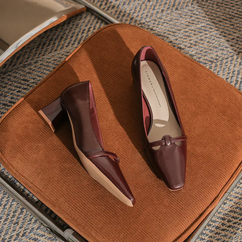 Single Shoes Femininity Thick Heel Skirt Versatile High Heelss Comfortable Square Head Pumps